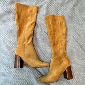 Suede knee length boots